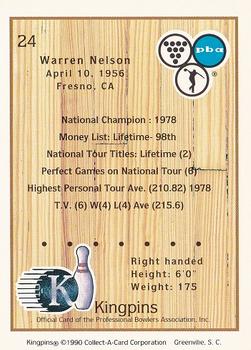 1990 Collect-A-Card Kingpins #24 Warren Nelson Back